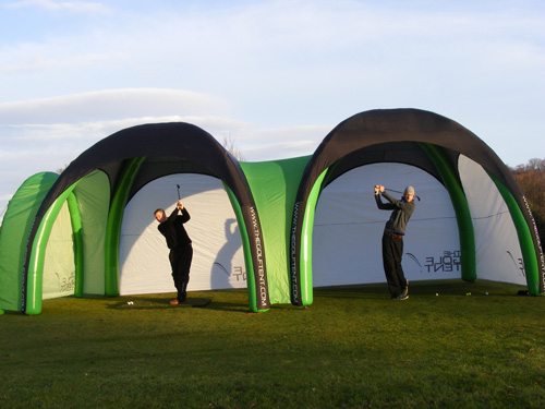 The Golf Tent - two players playing together